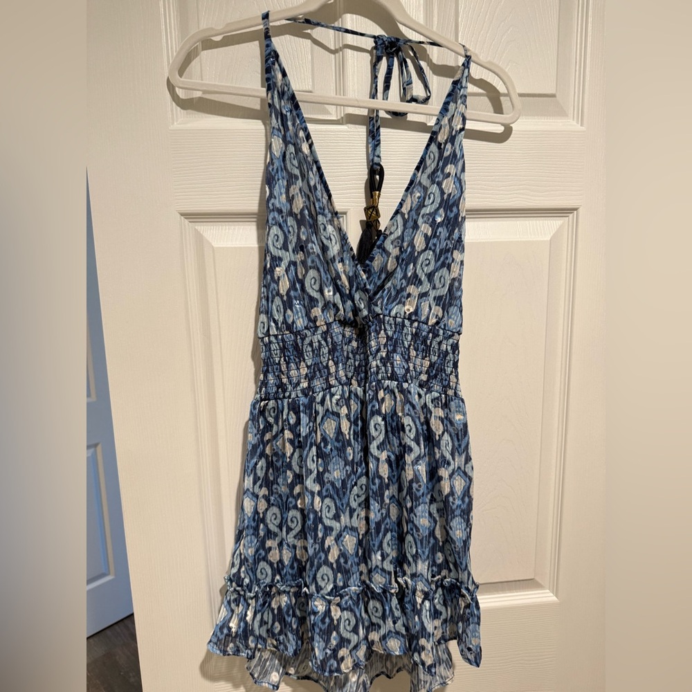 Ramy Brook Blue and White Patterned Dress